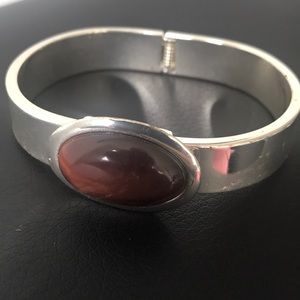 Silver and brown bracelet